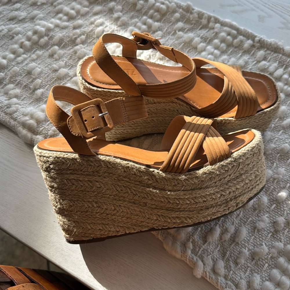 Schuyz Blisse Sandal, Beige Platform, Size 10